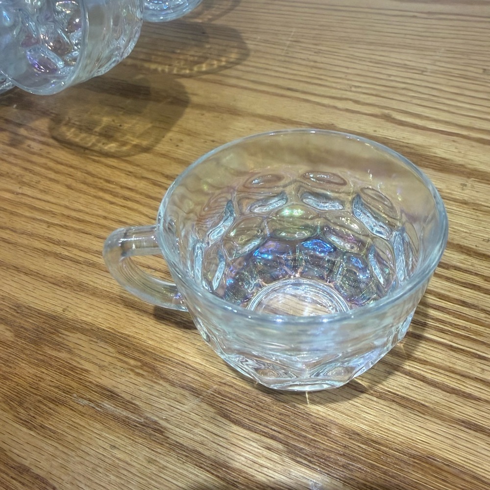 Indiana Glass Iridescent Punch Bowl Set with Clear Cups - Picture 5 of 10